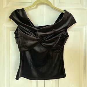 Reformation Black Velvet Off the Shoulder Top, sz S